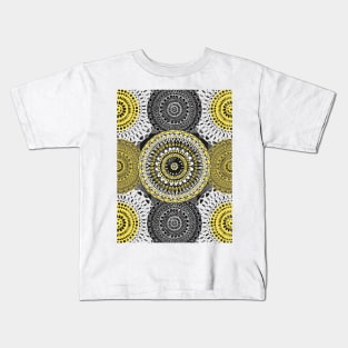 Circle Mandala Grey and Yellow Kids T-Shirt